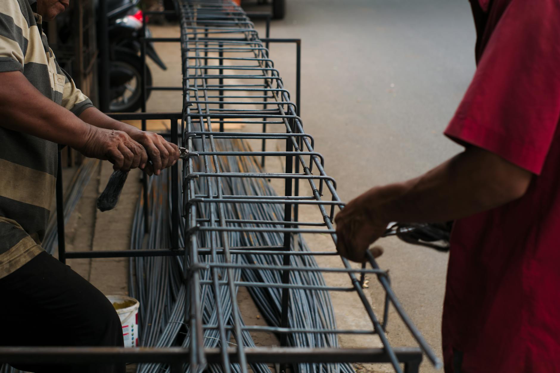 Eco-friendly construction materials arranged at building site