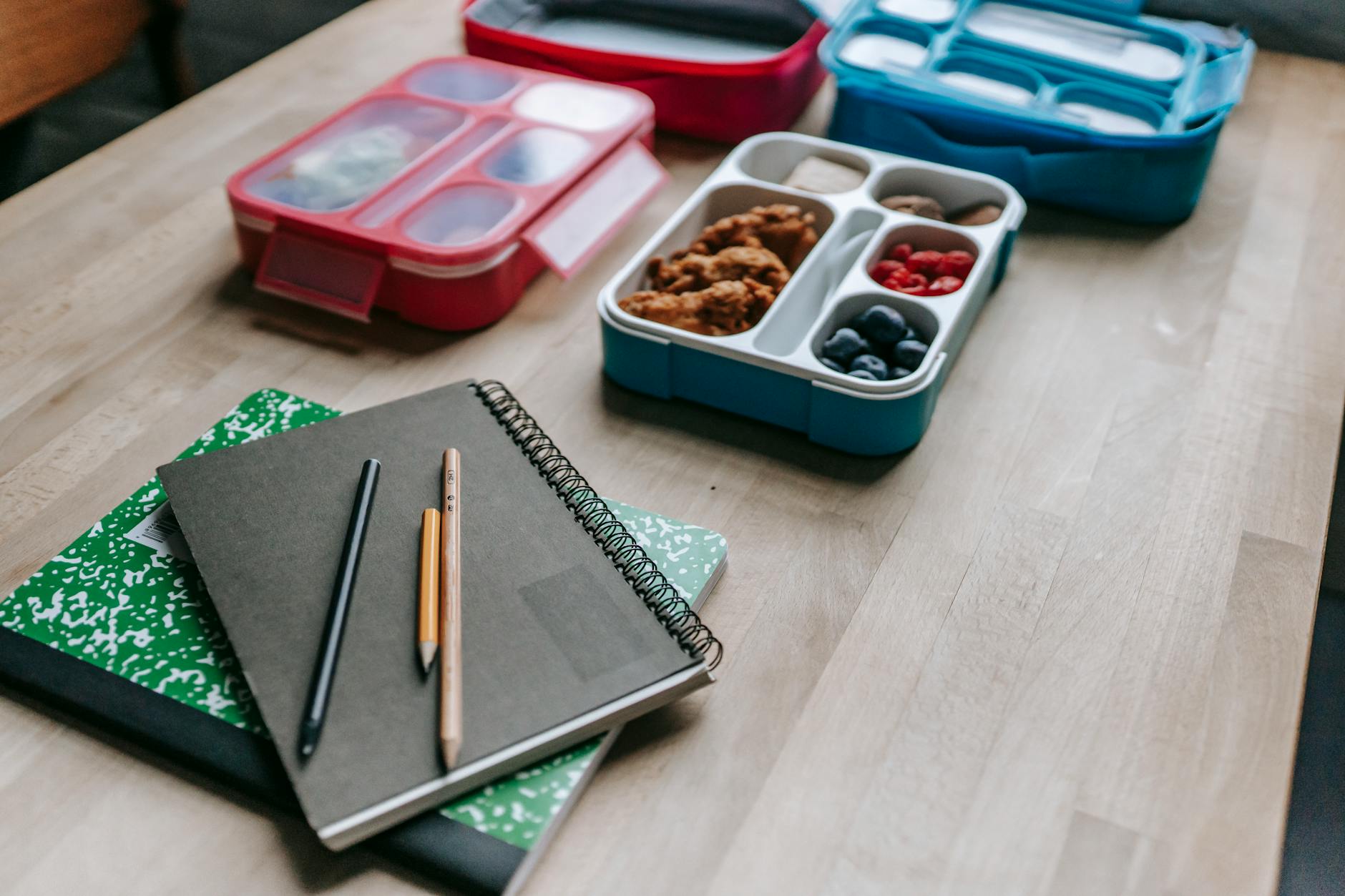 Organized meal prep containers with healthy portions arranged systematically