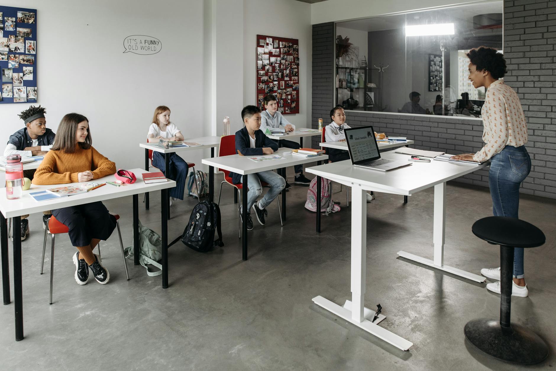 Diverse group of students in classroom learning environment