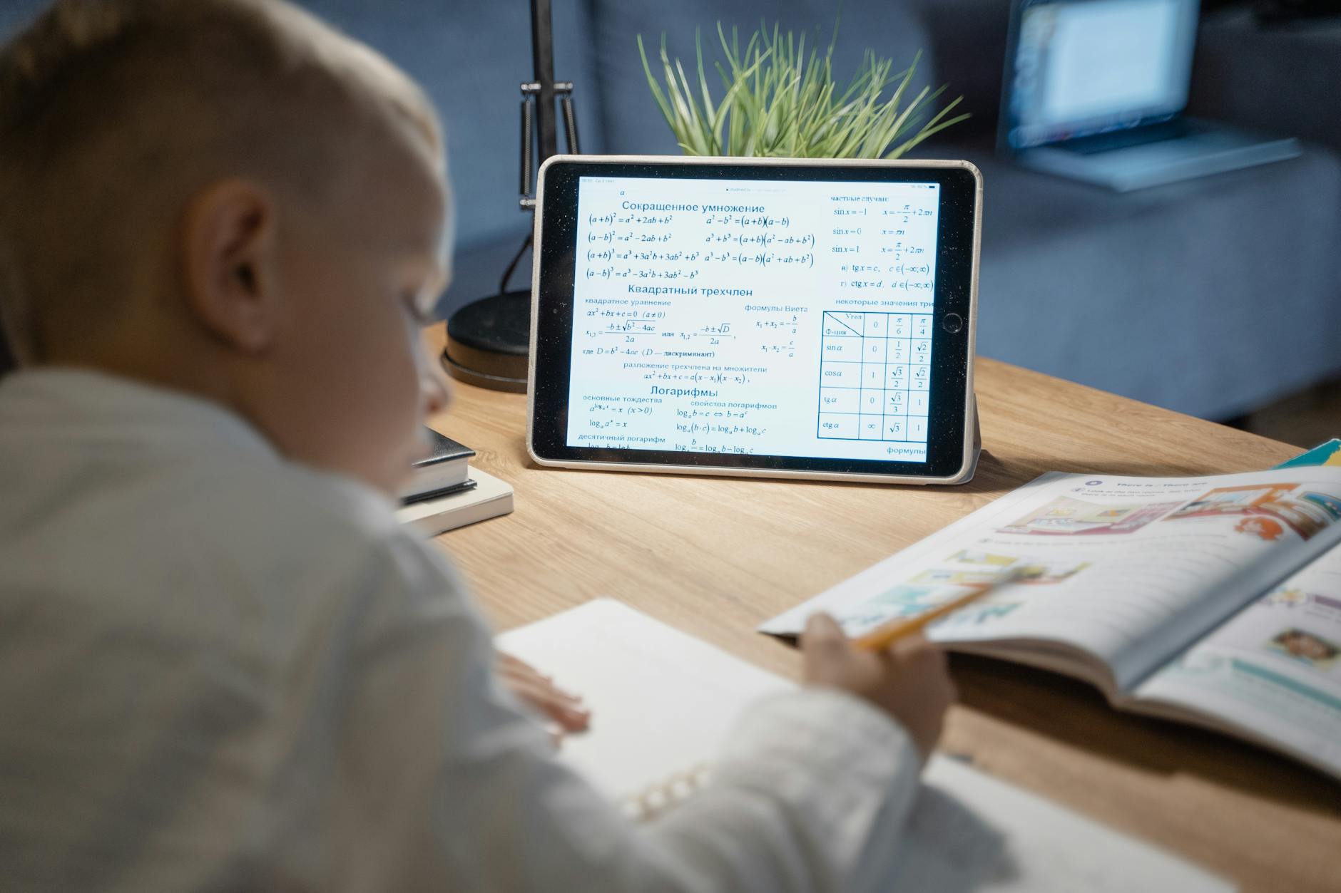 Person using tablet for online educational content
