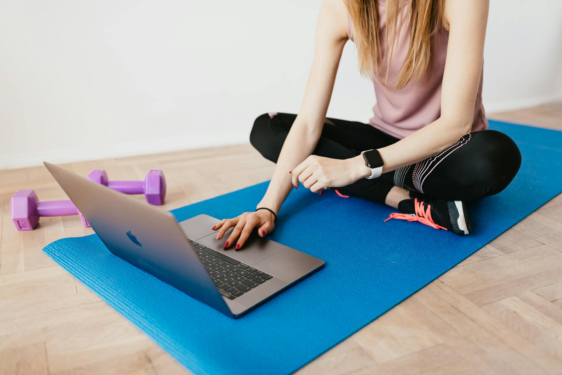 Technology devices displaying wellness and meditation apps on screens