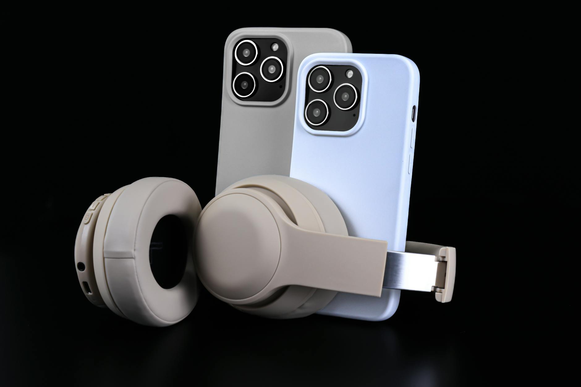Person listening to podcasts on smartphone with wireless headphones