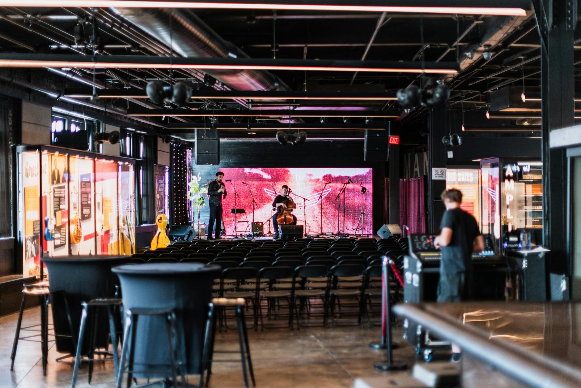 Modern entertainment venue with advanced lighting and technology equipment for immersive experiences
