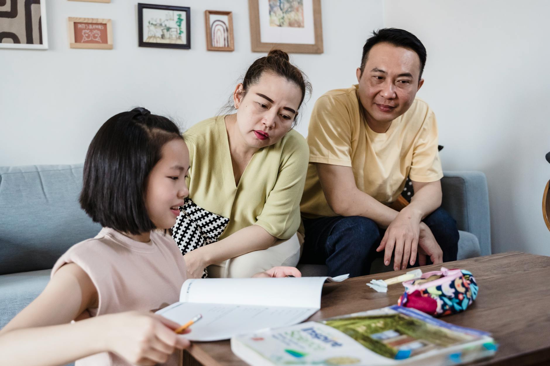 Family members participating in educational activities together