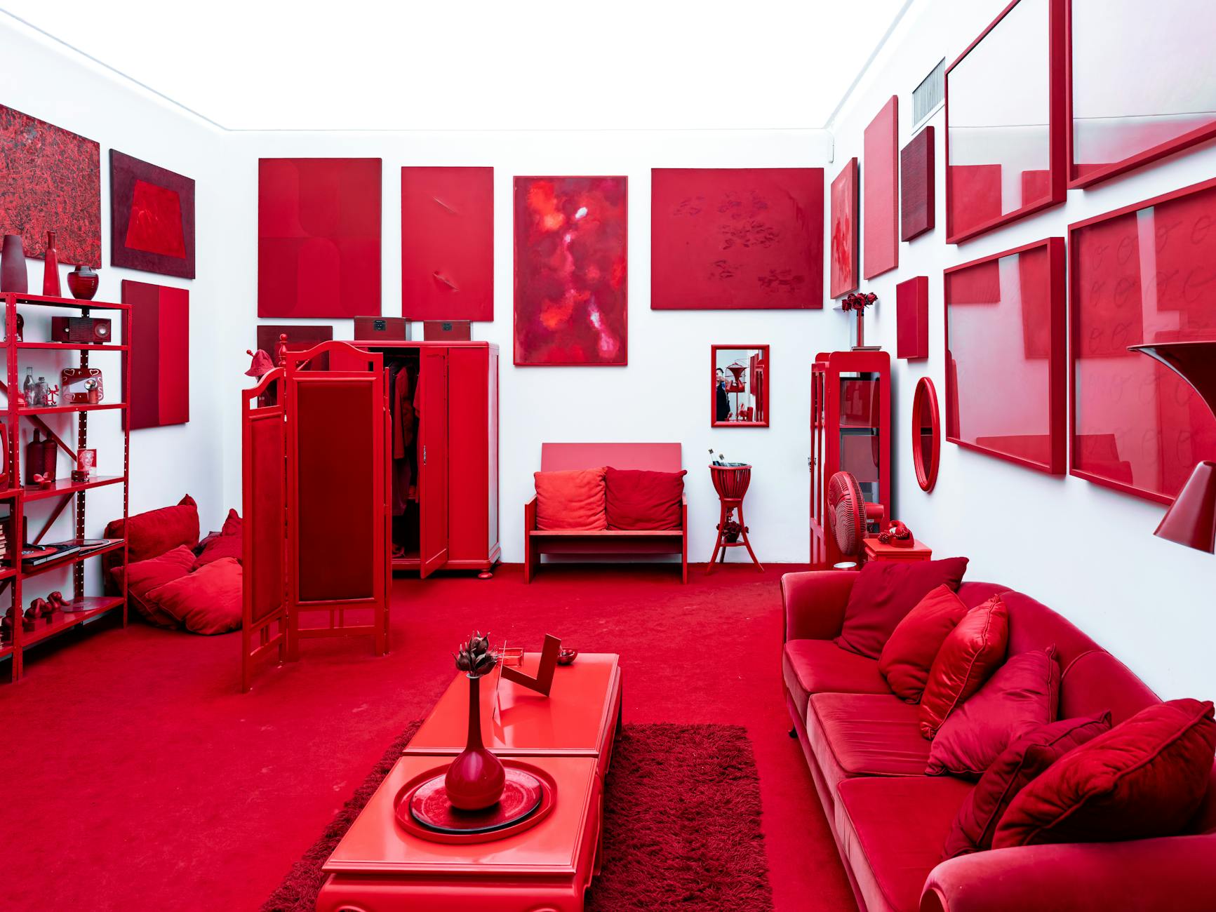 Vibrant home interior featuring bold colors and contemporary furnishings