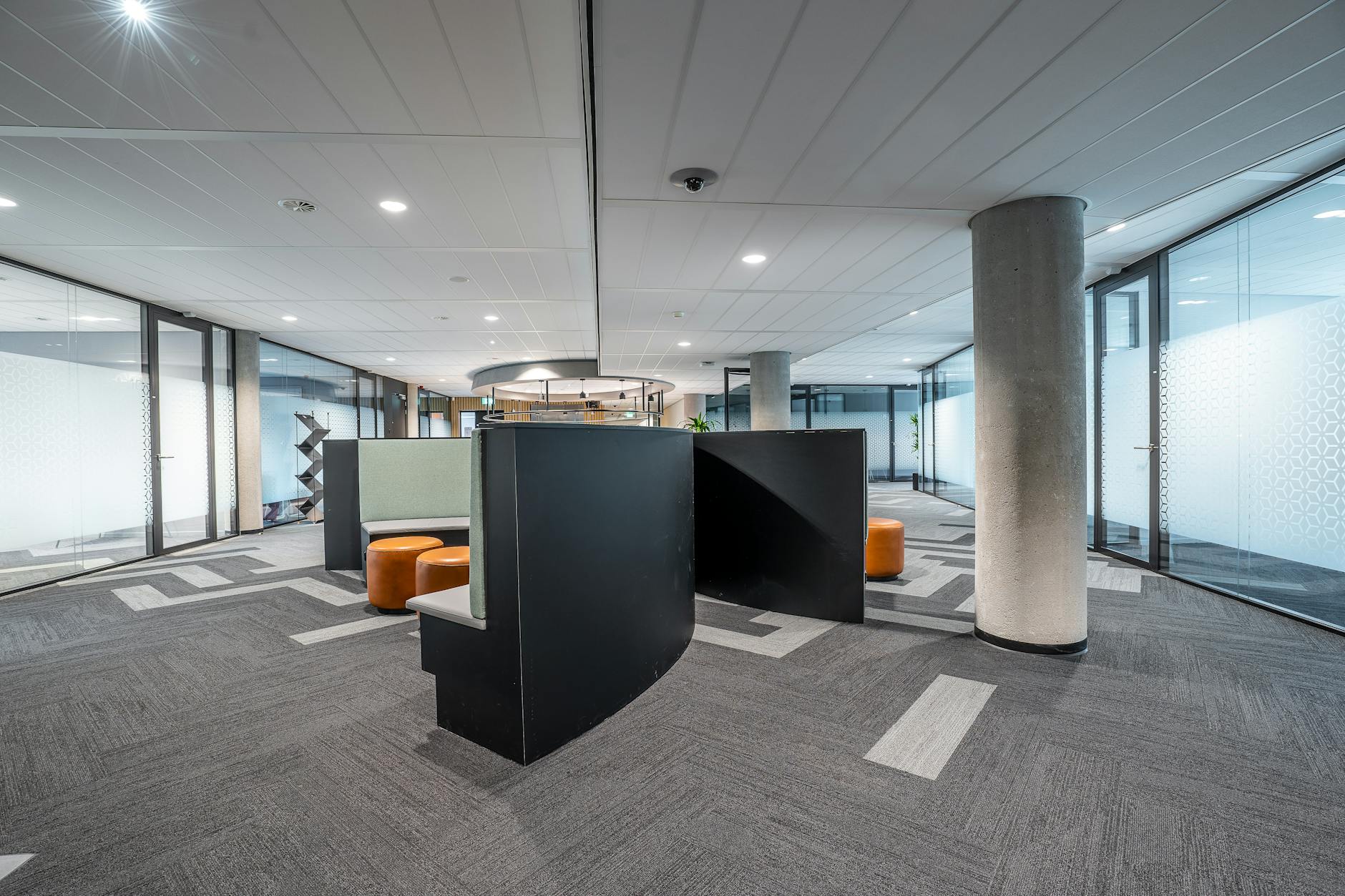 Contemporary co-working space designed for quiet productivity and individual focus