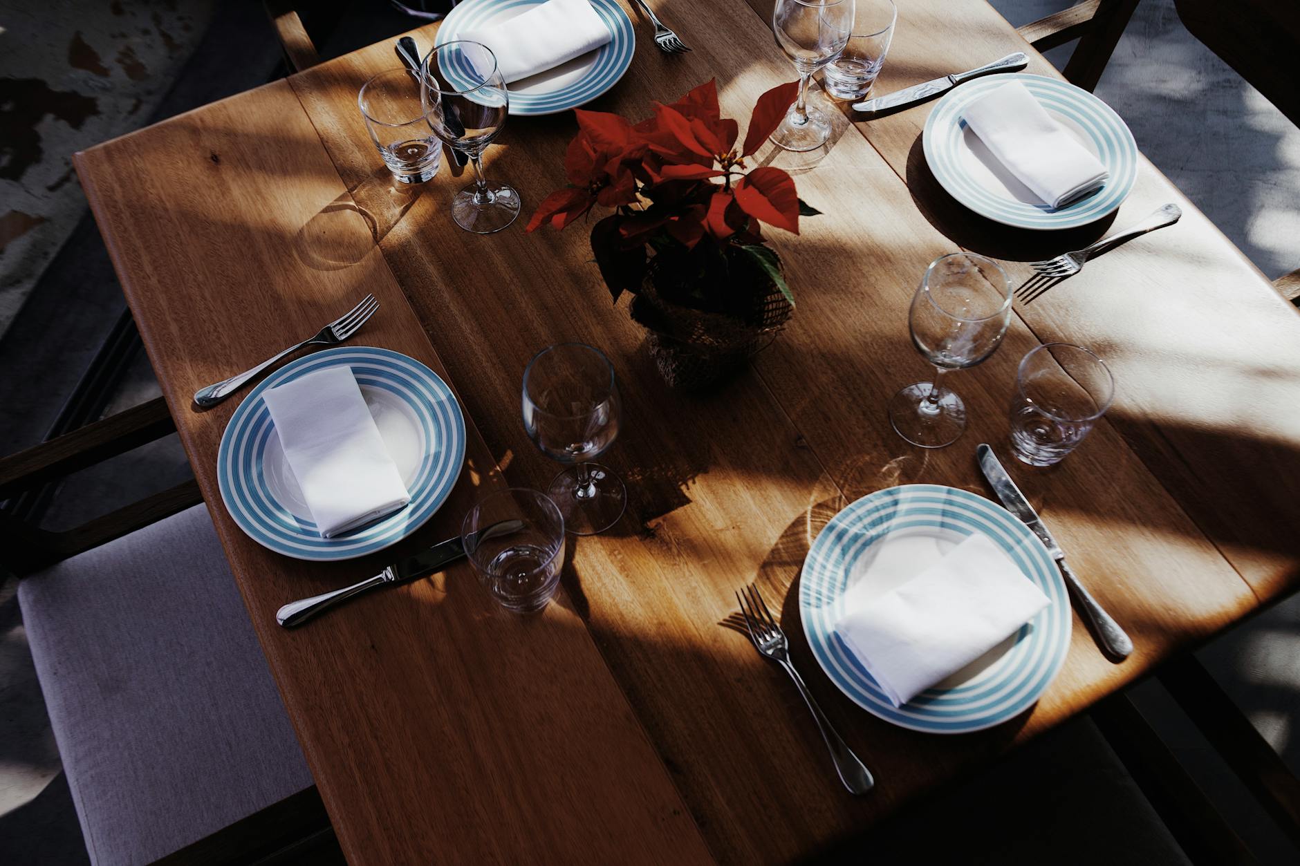 Beautifully plated traditional dishes on restaurant dining table