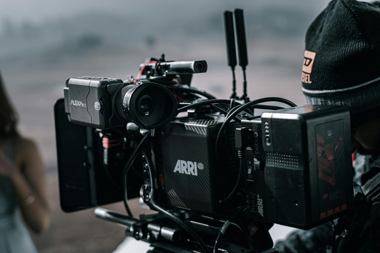 Professional film production equipment and cameras set up for documentary filming