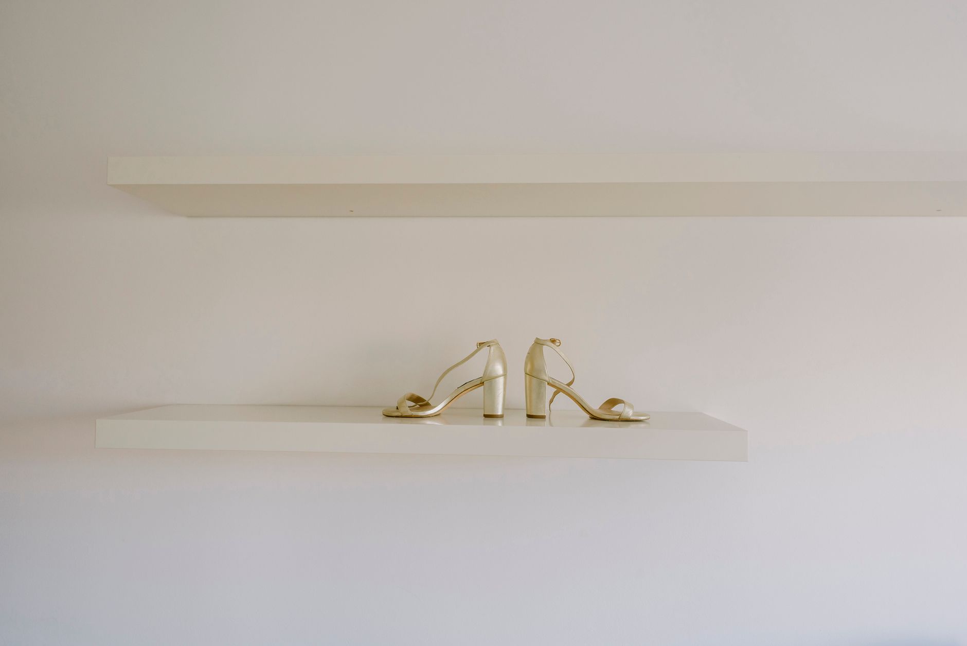 Clean display of designer shoes in a retail or studio setting