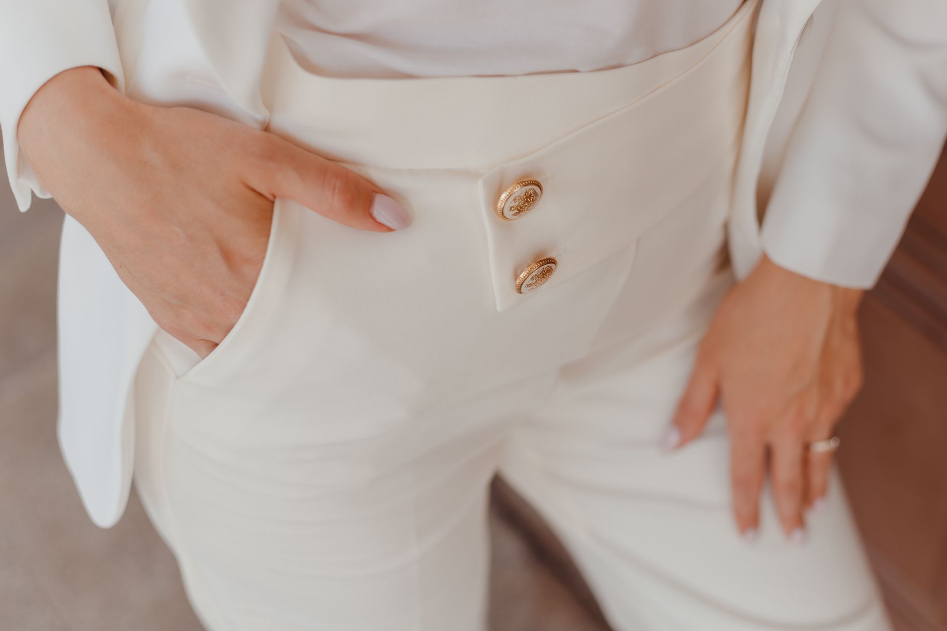Clean minimal outfit with relaxed straight-leg trousers and simple footwear